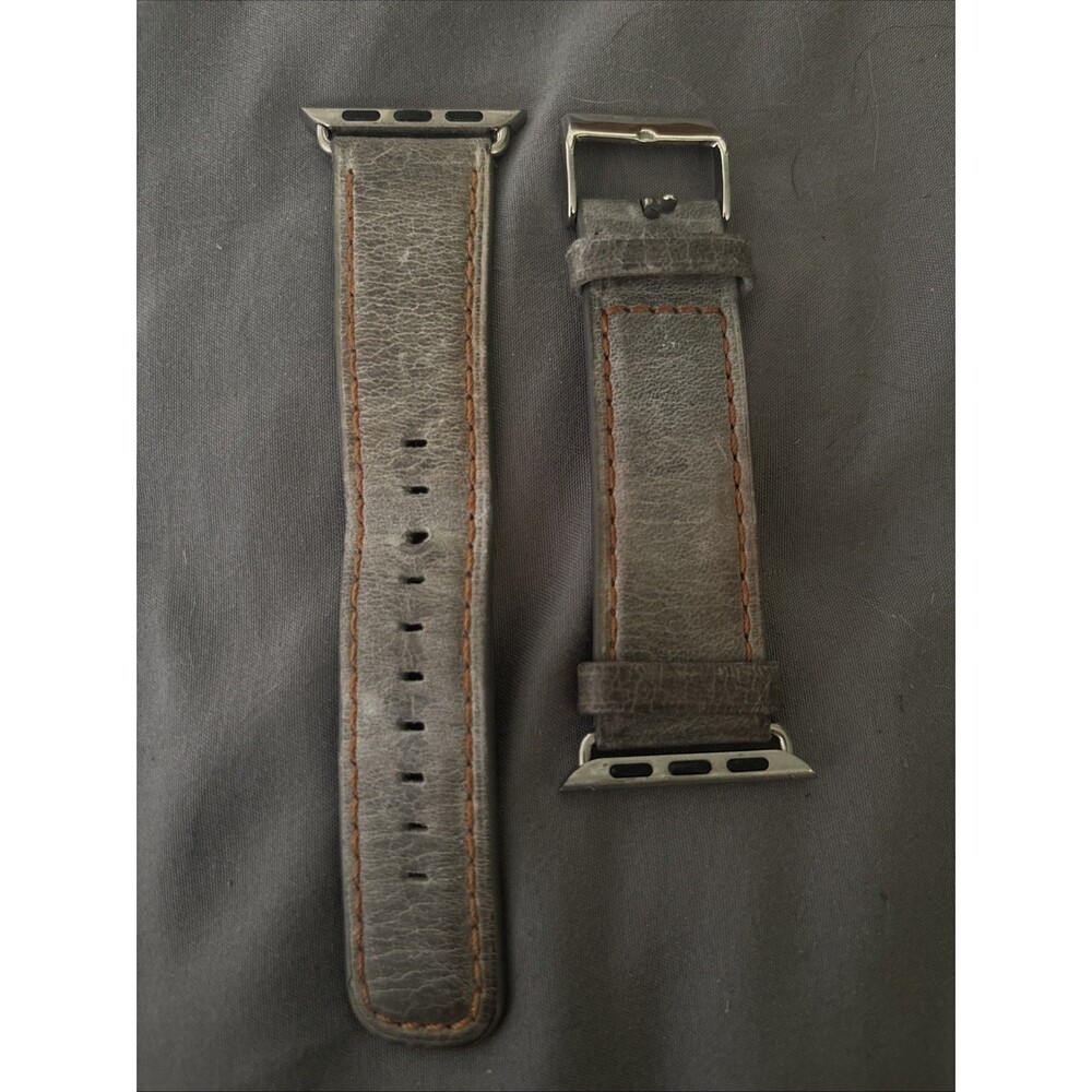 Gray Crackle Rugged Leather Strap Band For Apple Watch